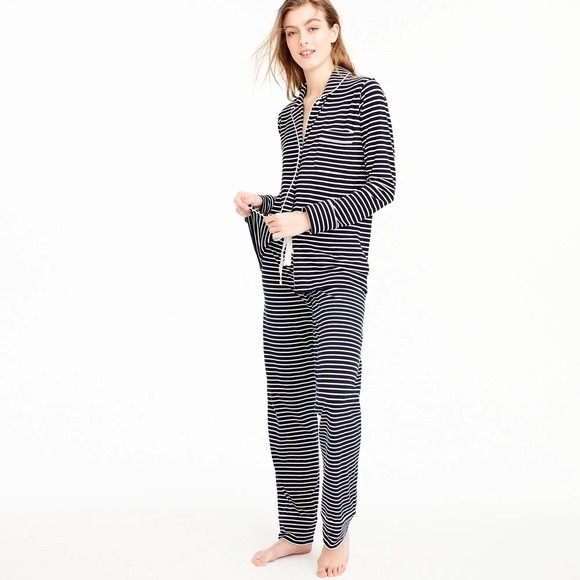 J. Crew Other - J. Crew navy dreamy cotton pajama set in stripe, Size XS